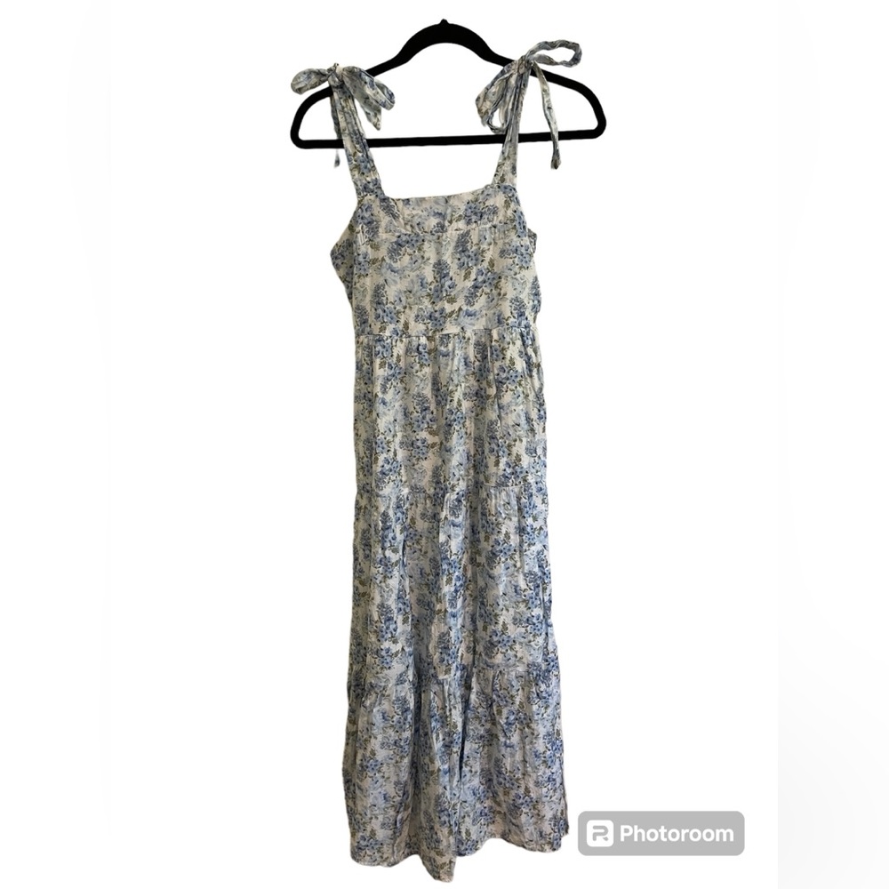 Blue Floral Midi Dress